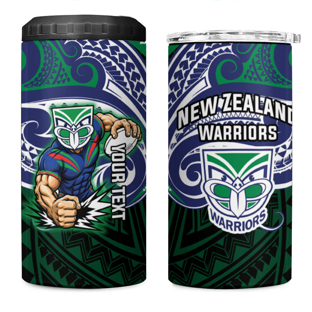Custom New Zealand Warriors 4 in 1 Can Cooler Tumbler Maori Warrior Polynesia Islander Rugby Mascot