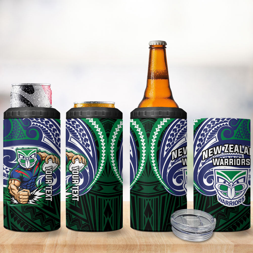 Custom New Zealand Warriors 4 in 1 Can Cooler Tumbler Maori Warrior Polynesia Islander Rugby Mascot