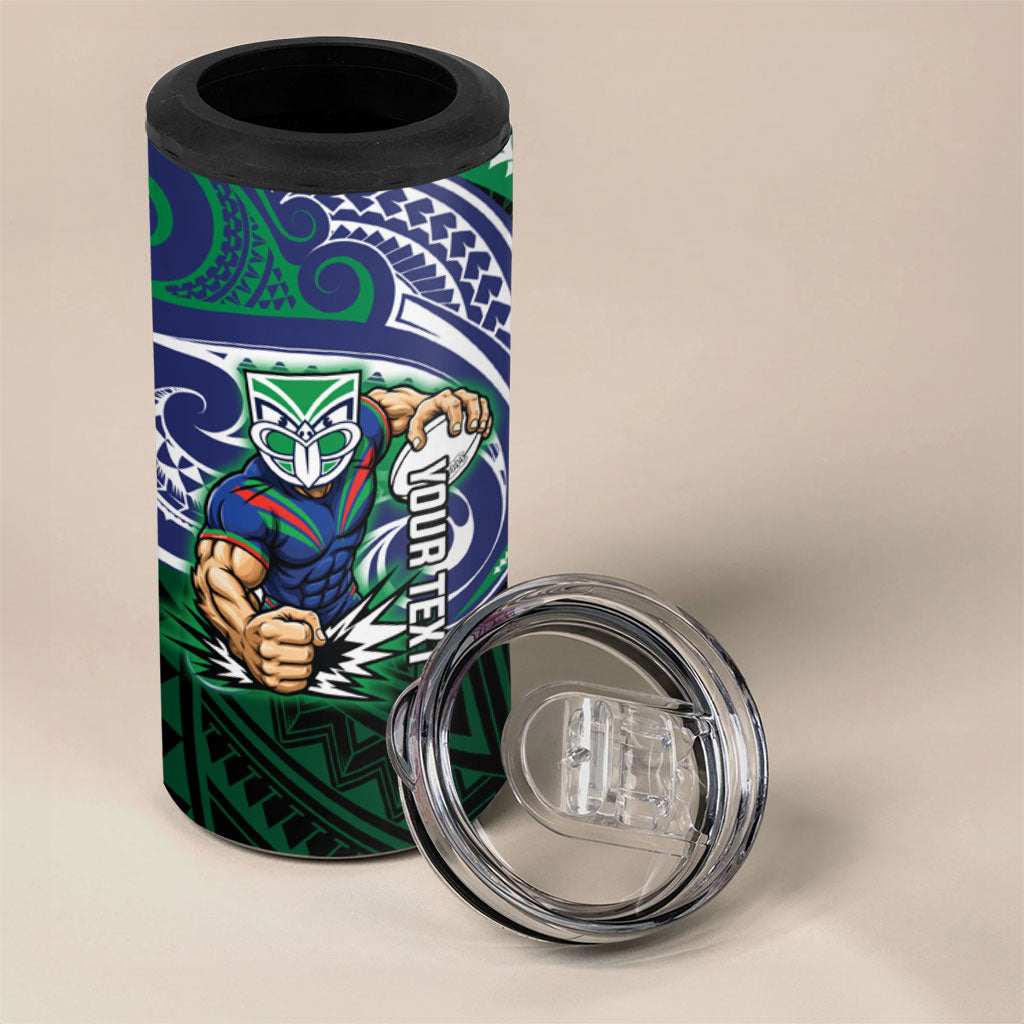 Custom New Zealand Warriors 4 in 1 Can Cooler Tumbler Maori Warrior Polynesia Islander Rugby Mascot
