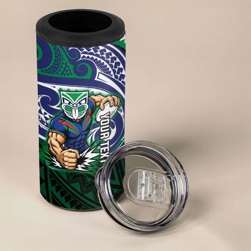 Custom New Zealand Warriors 4 in 1 Can Cooler Tumbler Maori Warrior Polynesia Islander Rugby Mascot