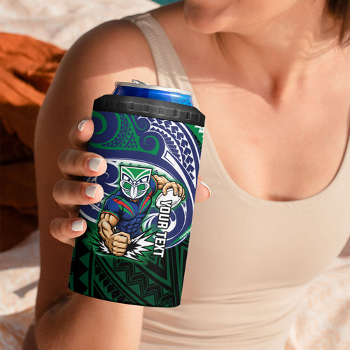 Custom New Zealand Warriors 4 in 1 Can Cooler Tumbler Maori Warrior Polynesia Islander Rugby Mascot