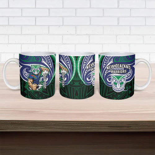Custom New Zealand Warriors Ceramic Mug Maori Warrior Polynesia Islander Rugby Mascot