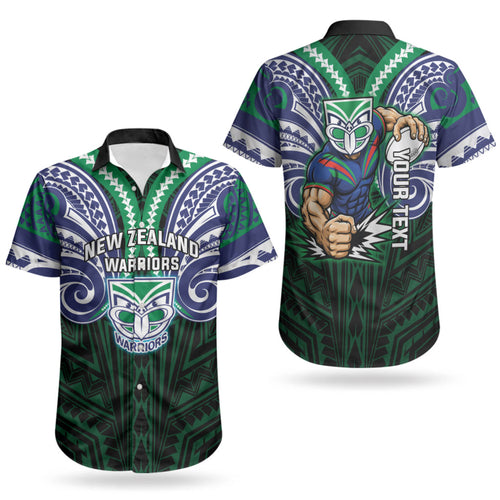 Custom New Zealand Warriors Couples Matching Puletasi and Hawaiian Shirt Maori Warrior Polynesia Islander Rugby Mascot
