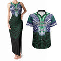 Custom New Zealand Warriors Couples Matching Tank Maxi Dress and Hawaiian Shirt Maori Warrior Polynesia Islander Rugby Mascot