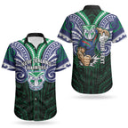 Custom New Zealand Warriors Couples Matching Tank Maxi Dress and Hawaiian Shirt Maori Warrior Polynesia Islander Rugby Mascot