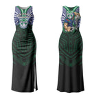 Custom New Zealand Warriors Couples Matching Tank Maxi Dress and Hawaiian Shirt Maori Warrior Polynesia Islander Rugby Mascot