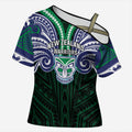 Custom New Zealand Warriors Cross Shoulder Shirt Maori Warrior Polynesia Islander Rugby Mascot