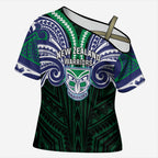 Custom New Zealand Warriors Cross Shoulder Shirt Maori Warrior Polynesia Islander Rugby Mascot