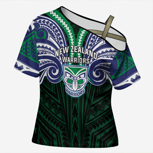 Custom New Zealand Warriors Cross Shoulder Shirt Maori Warrior Polynesia Islander Rugby Mascot