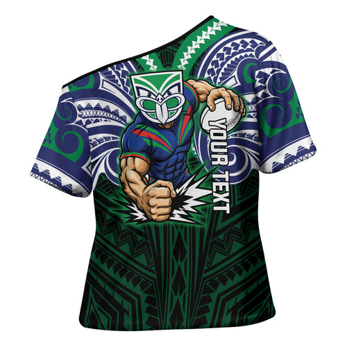 Custom New Zealand Warriors Cross Shoulder Shirt Maori Warrior Polynesia Islander Rugby Mascot