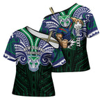 Custom New Zealand Warriors Cross Shoulder Shirt Maori Warrior Polynesia Islander Rugby Mascot