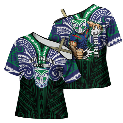 Custom New Zealand Warriors Cross Shoulder Shirt Maori Warrior Polynesia Islander Rugby Mascot