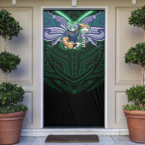 Custom New Zealand Warriors Door Cover Maori Warrior Polynesia Islander Rugby Mascot