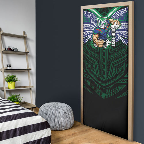 Custom New Zealand Warriors Door Cover Maori Warrior Polynesia Islander Rugby Mascot