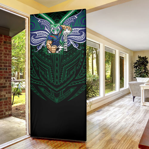Custom New Zealand Warriors Door Cover Maori Warrior Polynesia Islander Rugby Mascot