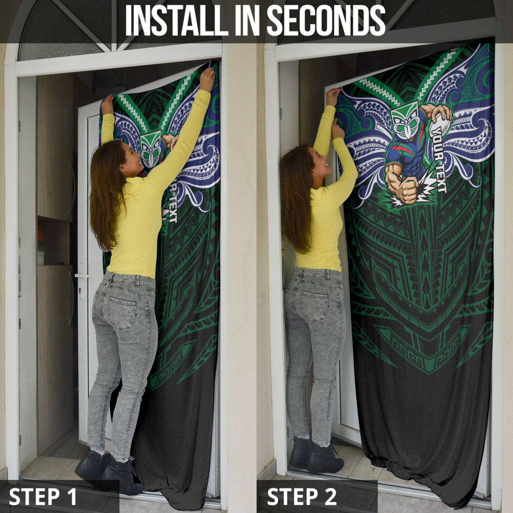 Custom New Zealand Warriors Door Cover Maori Warrior Polynesia Islander Rugby Mascot