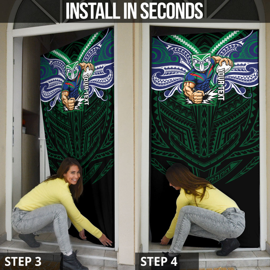 Custom New Zealand Warriors Door Cover Maori Warrior Polynesia Islander Rugby Mascot