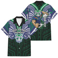 Custom New Zealand Warriors Family Matching Short Sleeve Bodycon Dress and Hawaiian Shirt Maori Warrior Polynesia Islander Rugby Mascot