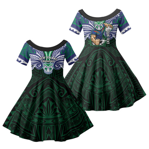 Custom New Zealand Warriors Family Matching Tank Maxi Dress and Hawaiian Shirt Maori Warrior Polynesia Islander Rugby Mascot