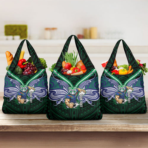 Custom New Zealand Warriors Grocery Bag Maori Warrior Polynesia Islander Rugby Mascot