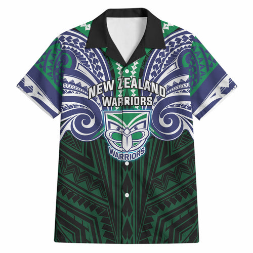 Custom New Zealand Warriors Hawaiian Shirt Maori Warrior Polynesia Islander Rugby Mascot