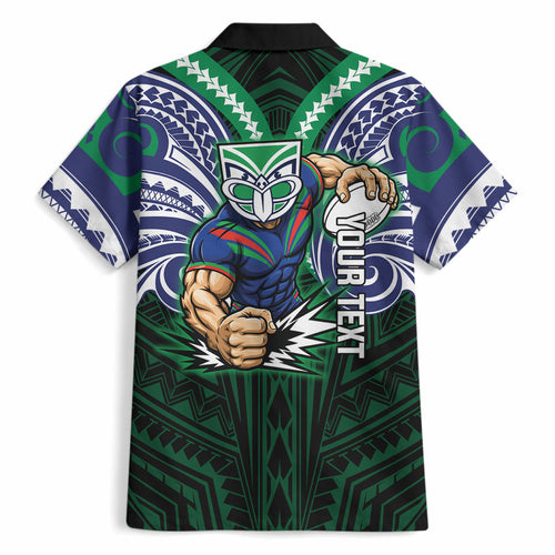 Custom New Zealand Warriors Hawaiian Shirt Maori Warrior Polynesia Islander Rugby Mascot