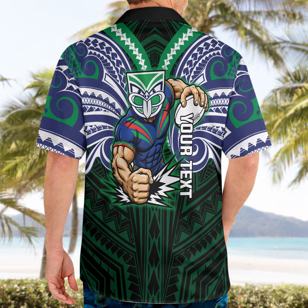 Custom New Zealand Warriors Hawaiian Shirt Maori Warrior Polynesia Islander Rugby Mascot