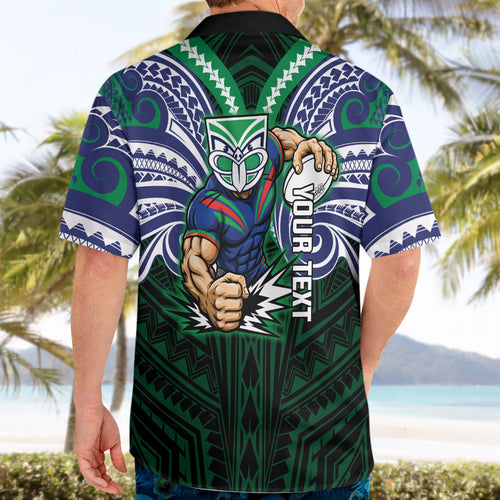 Custom New Zealand Warriors Hawaiian Shirt Maori Warrior Polynesia Islander Rugby Mascot