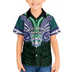 Custom New Zealand Warriors Hawaiian Shirt Maori Warrior Polynesia Islander Rugby Mascot