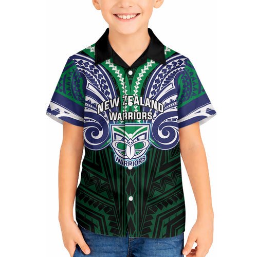 Custom New Zealand Warriors Hawaiian Shirt Maori Warrior Polynesia Islander Rugby Mascot