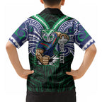 Custom New Zealand Warriors Hawaiian Shirt Maori Warrior Polynesia Islander Rugby Mascot
