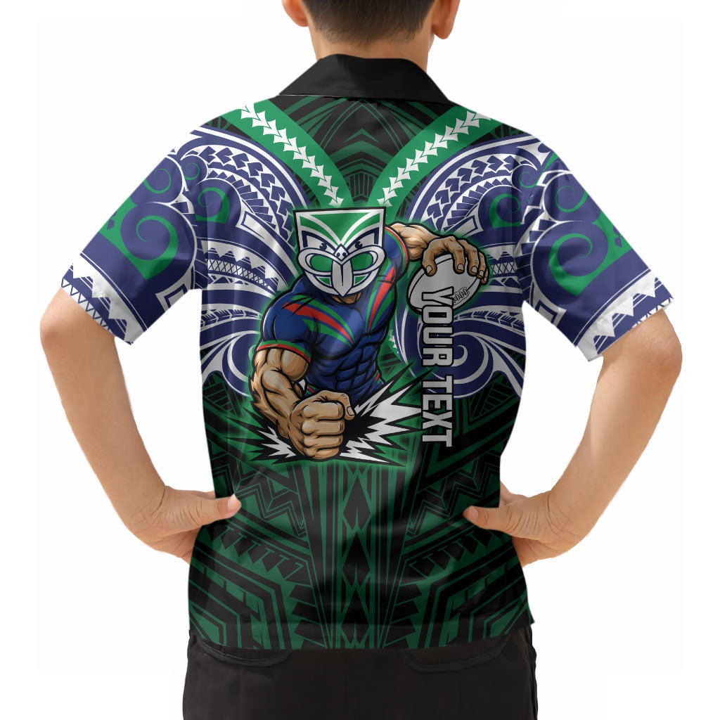 Custom New Zealand Warriors Hawaiian Shirt Maori Warrior Polynesia Islander Rugby Mascot