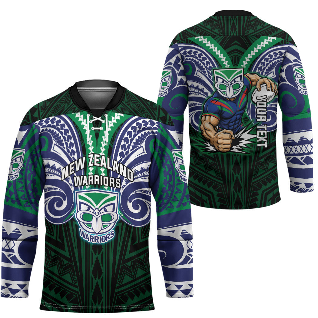 Custom New Zealand Warriors Hockey Jersey Maori Warrior Polynesia Islander Rugby Mascot