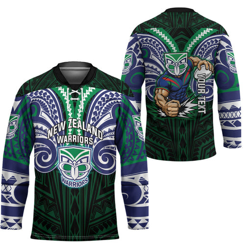 Custom New Zealand Warriors Hockey Jersey Maori Warrior Polynesia Islander Rugby Mascot