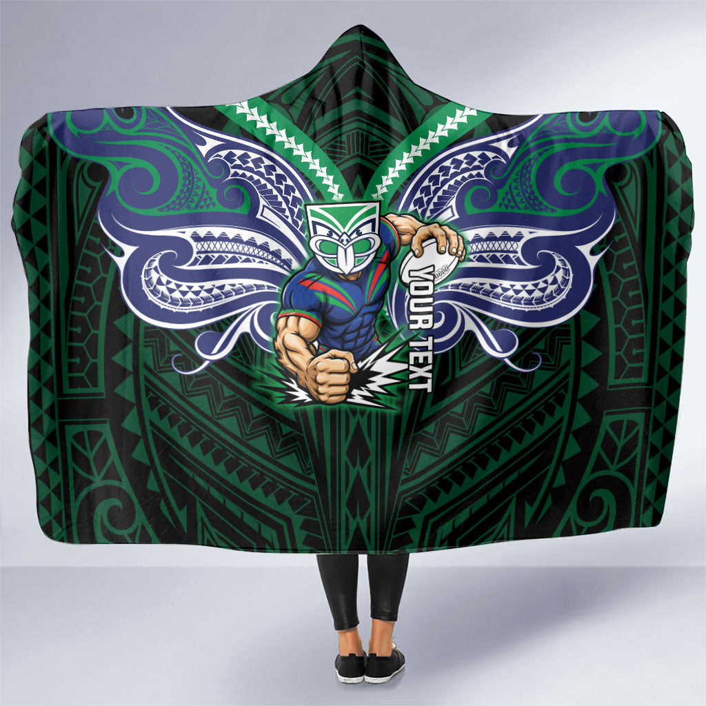 Custom New Zealand Warriors Hooded Blanket Maori Warrior Polynesia Islander Rugby Mascot
