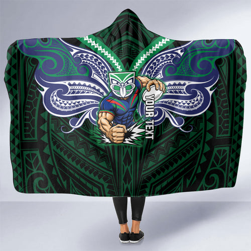 Custom New Zealand Warriors Hooded Blanket Maori Warrior Polynesia Islander Rugby Mascot