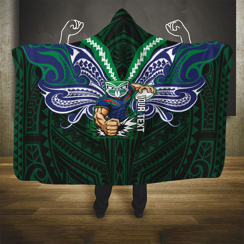 Custom New Zealand Warriors Hooded Blanket Maori Warrior Polynesia Islander Rugby Mascot