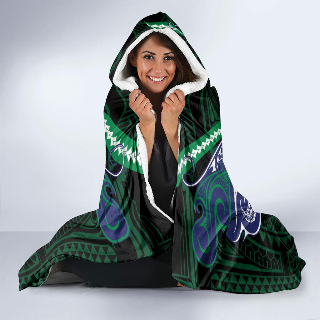 Custom New Zealand Warriors Hooded Blanket Maori Warrior Polynesia Islander Rugby Mascot