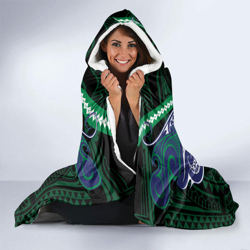 Custom New Zealand Warriors Hooded Blanket Maori Warrior Polynesia Islander Rugby Mascot