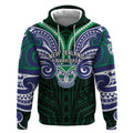 Custom New Zealand Warriors Hoodie Maori Warrior Polynesia Islander Rugby Mascot