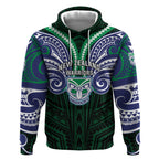 Custom New Zealand Warriors Hoodie Maori Warrior Polynesia Islander Rugby Mascot
