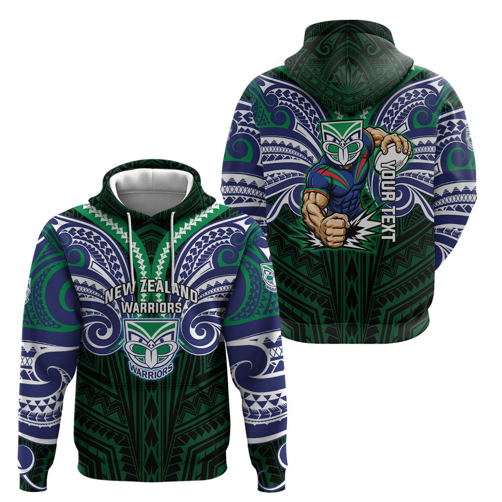 Custom New Zealand Warriors Hoodie Maori Warrior Polynesia Islander Rugby Mascot