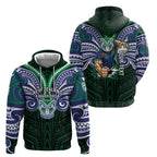Custom New Zealand Warriors Hoodie Maori Warrior Polynesia Islander Rugby Mascot