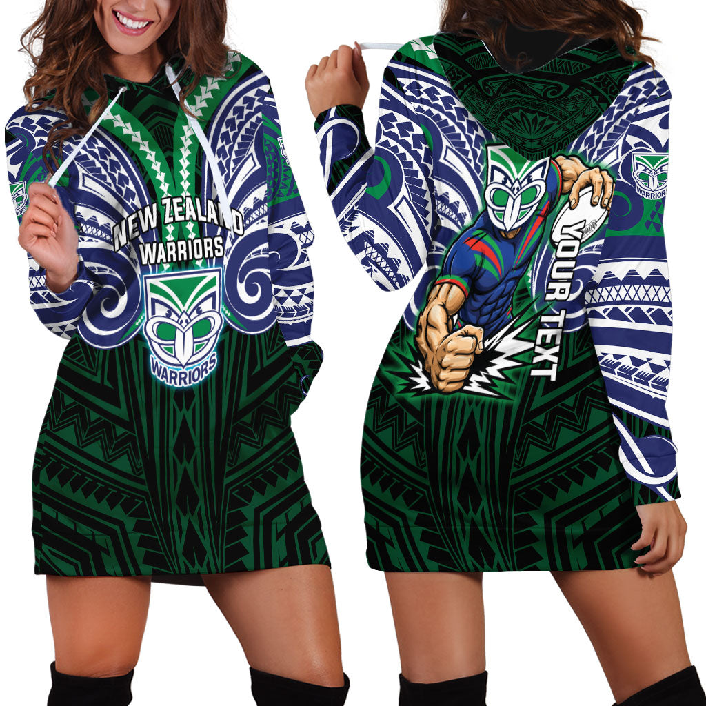 Custom New Zealand Warriors Hoodie Dress Maori Warrior Polynesia Islander Rugby Mascot