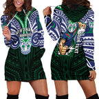 Custom New Zealand Warriors Hoodie Dress Maori Warrior Polynesia Islander Rugby Mascot