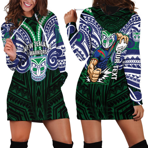 Custom New Zealand Warriors Hoodie Dress Maori Warrior Polynesia Islander Rugby Mascot