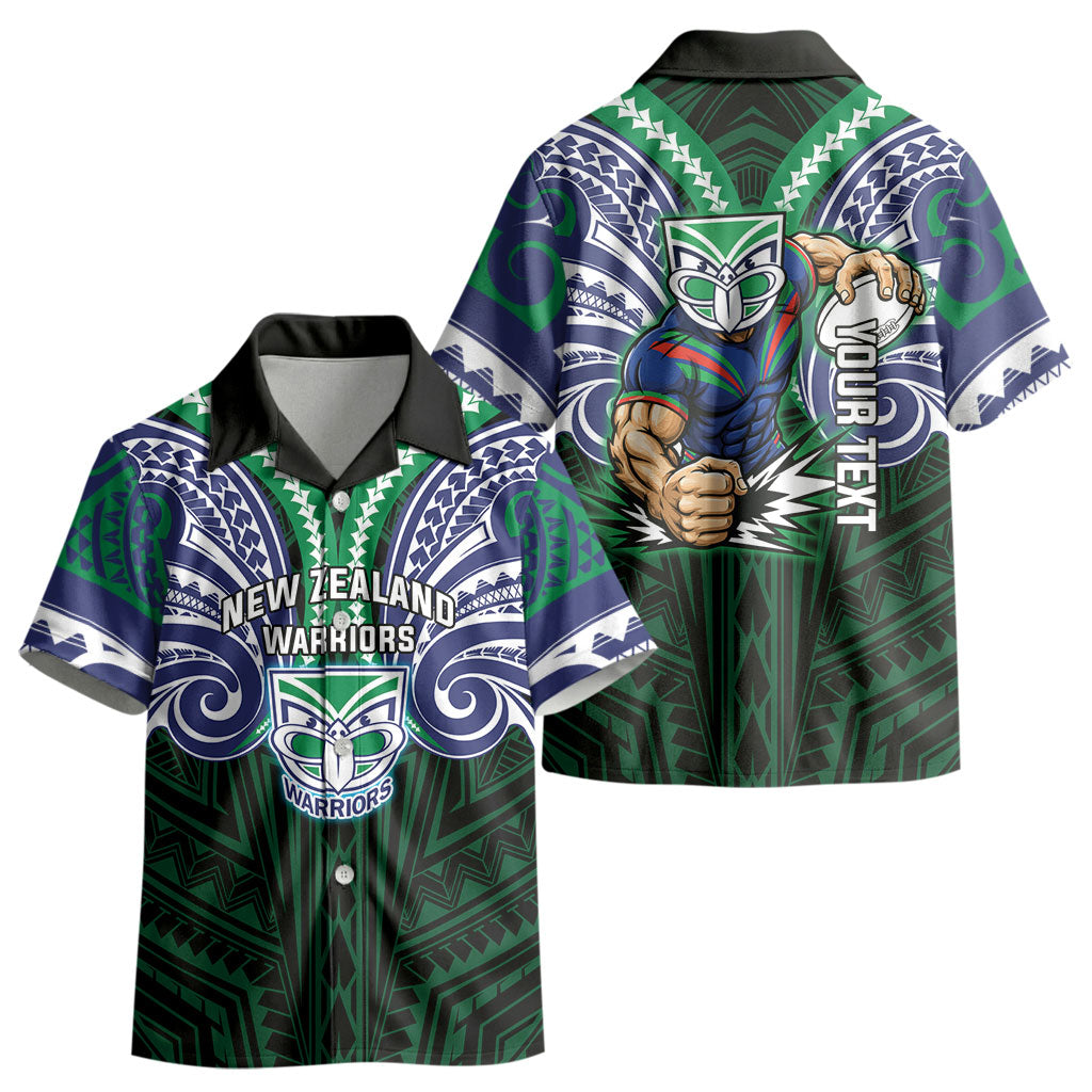Custom New Zealand Warriors Kid Hawaiian Shirt Maori Warrior Polynesia Islander Rugby Mascot