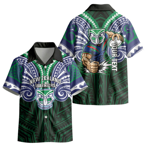 Custom New Zealand Warriors Kid Hawaiian Shirt Maori Warrior Polynesia Islander Rugby Mascot