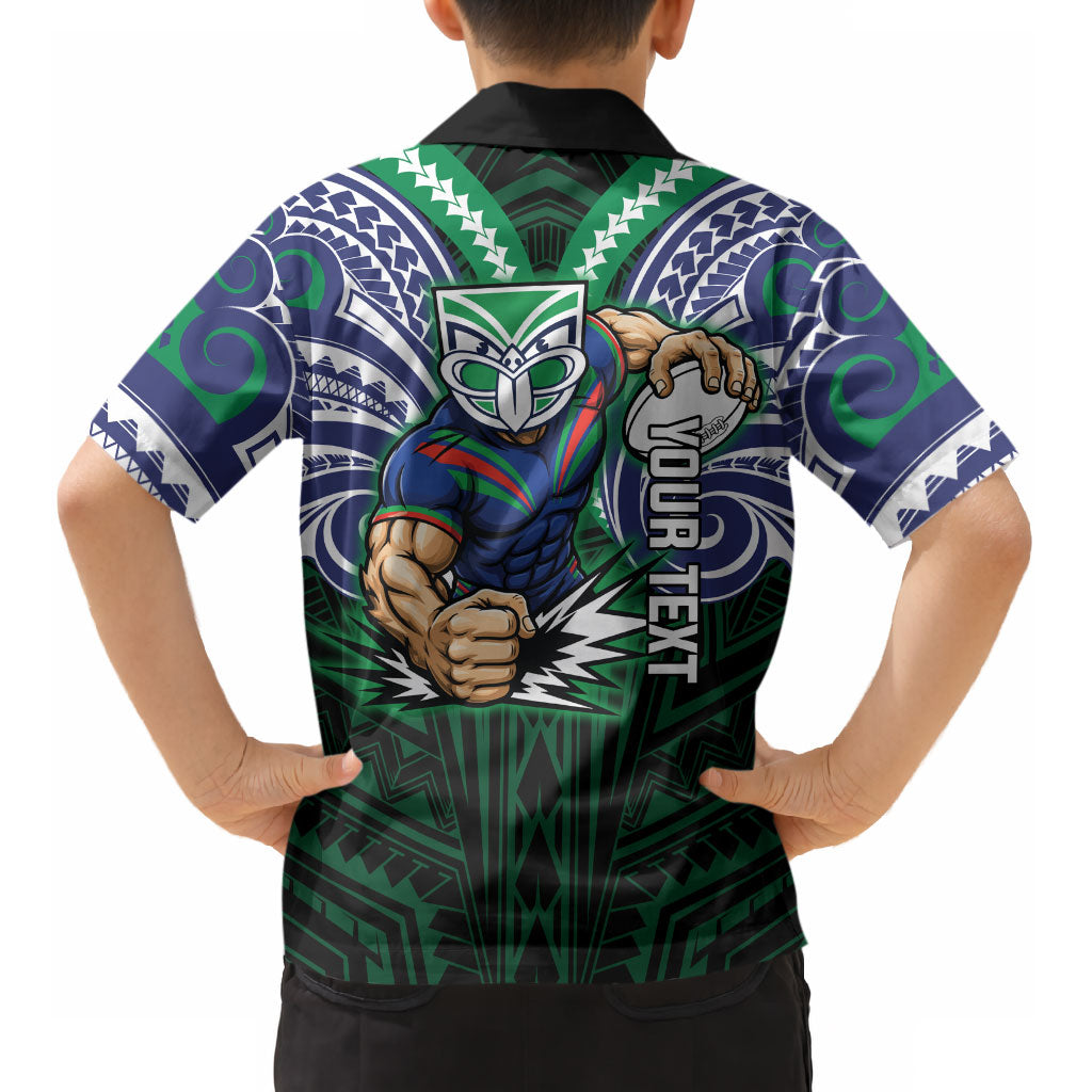 Custom New Zealand Warriors Kid Hawaiian Shirt Maori Warrior Polynesia Islander Rugby Mascot