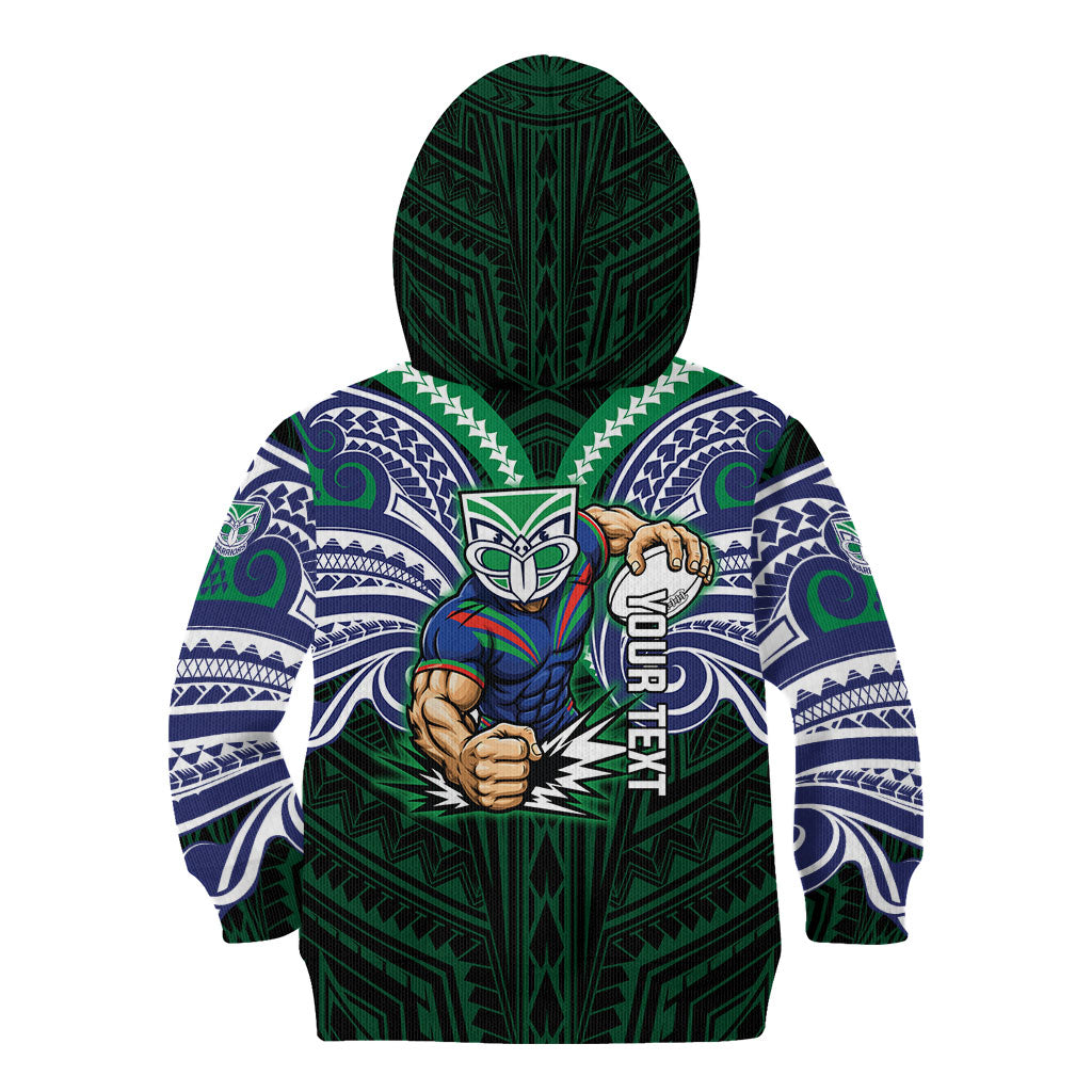 Custom New Zealand Warriors Kid Hoodie Maori Warrior Polynesia Islander Rugby Mascot
